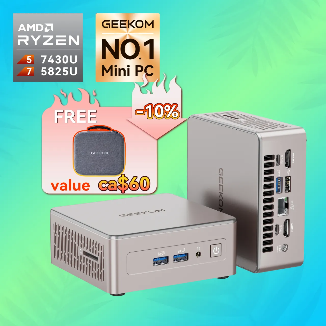 GEEKOM A5 2025 Mini PC – Ryzen 5/7 | Compact & Powerful