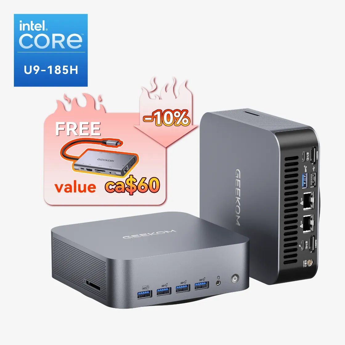 【2025年】エレガントファッションを上品に着 Intel® PC Mini AI Mega GT1 GEEKOM Core™ Processor 9 Ultra ミニPC