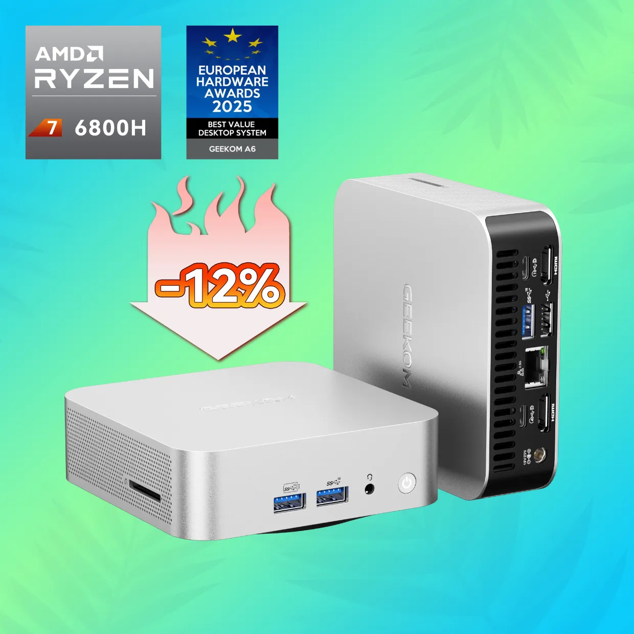 GEEKOM NUC A6 ミニPC |AMD Ryzen R7-6800H 搭載