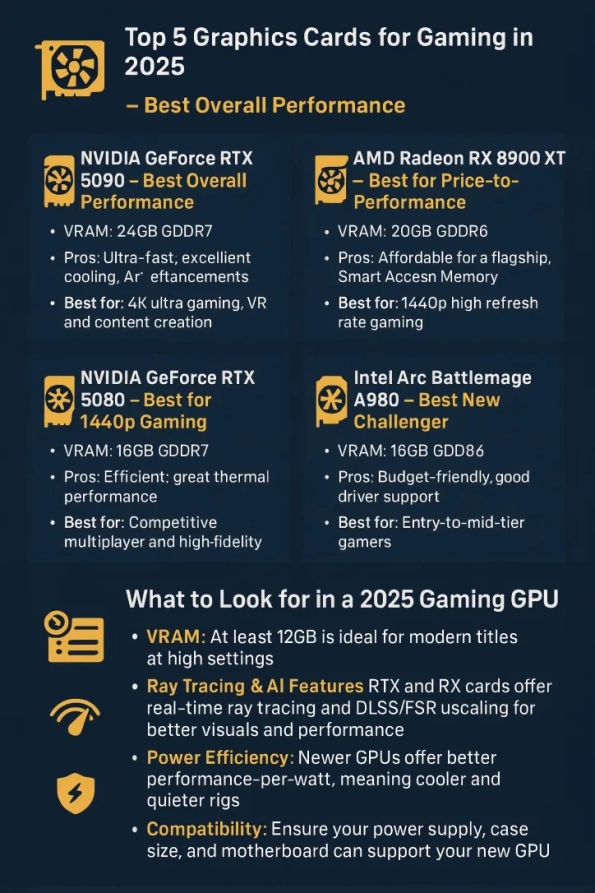 top 5 graphics cards for gaming in 2025